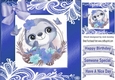 lovely sloth in a blue frame of flowers and ornate lace 8x8