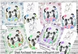  4 Cute Pandas, in flower frames with white bows card 7x7 mini kit