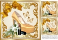 Pretty gold shoe with butterflies and gold bow 8x8