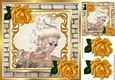 Vintage lady with gold roses brick effect frame 8x8