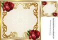 Pretty vintage gold scroll with red roses 8x8 card front/insert