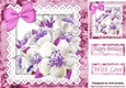 pink flowers and lace with bow 8x8 