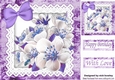 purple flowers and lace with bow 8x8