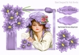 pretty bonnet girl with purple flowers and bow