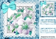 turq flowers and lace with bow 8x8