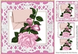pretty pink rose with envelope in ornate frame 8x8