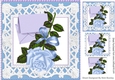 pretty blue rose with envelope in ornate frame 8x8
