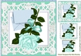 pretty turq rose with envelope in ornate frame 8x8