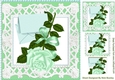 pretty green rose with envelope in ornate frame 8x8