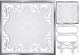 Silver ornate frame with white scroll 8x8