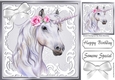 Beautiful White Unicorn in silver/white ornate frame 8x8