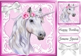 Beautiful White Unicorn in pink/white ornate frame 8x8