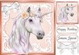 Beautiful White Unicorn in peach/white ornate frame 8x8