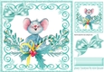 Cute christmas mouse in turq swirl 8x8 frame