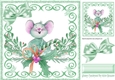 Cute christmas mouse in green swirl 8x8 frame