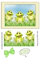 Three cute frogs with speech bubble and bow A5