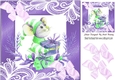 Cute christmas mouse with cheese in ornate white/ purple swirl 8x8 frame