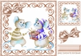 Cute christmas mice in brown swirl 8x8 frame