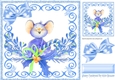 Cute christmas mouse in bright blue swirl 8x8 frame