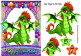 Cute Dragon in birthday balloon frame A5