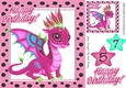 Cute pink Dragon in a polkadot  frame A5
