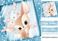 Cute little deer with bunnies and butterflies with blue stars 8x8