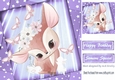 Cute little deer with bunnies and butterflies with lilac stars 8x8