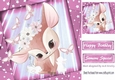 Cute little deer with bunnies and butterflies with pink stars 8x8