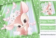 Cute little deer with bunnies and butterflies with green stars 8x8