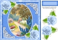Pretty garden with blue roses 8x8