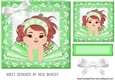 Cute little ballerina in green red hair (two) 7x7