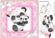 Cute panda with baby in pink lace 8x8 frame