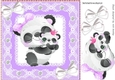 Cute panda with baby in lilac lace 8x8 frame