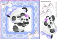 Cute panda with baby in blue lace 8x8 frame