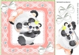 Cute panda with baby in peach lace 8x8 frame
