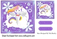 Rainbow unicorn in purple floral 7x7 frame