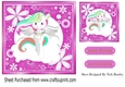Rainbow unicorn in pink floral 7x7 frame