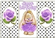 Cut and fold black/white polka dot with bunny and purple roses