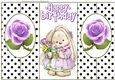 Cut and fold black/white polka dot with bunny with flowers