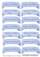 Blue watercolour banners Birthday sentiment cut outs