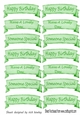 Green watercolour banners Birthday sentiment cut outs