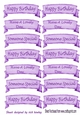 purple watercolour banners Birthday sentiment cut outs