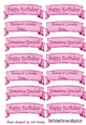 pink watercolour banners Birthday sentiment cut outs