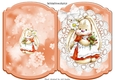 Cute bunny with flowers and white bow lace peach bracket card