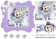 Cute pooch in purple polkadot 7x7 frame with bow