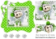 Cute pooch in green polkadot 7x7 frame with bow