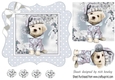 Cute pooch in silver polkadot 7x7 frame with bow