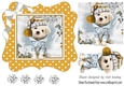 Cute pooch in gold polkadot 7x7 frame with bow