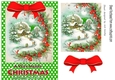Pretty christmas scene in A5 photo frame with green polkadot