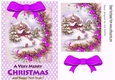 Pretty christmas scene in A5 photo frame with lilac polkadot